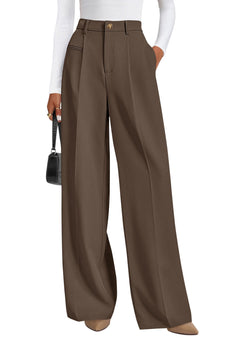 PRETTYGARDEN Women's Tailored Wide Leg Work Dress Pants - Sable & Red