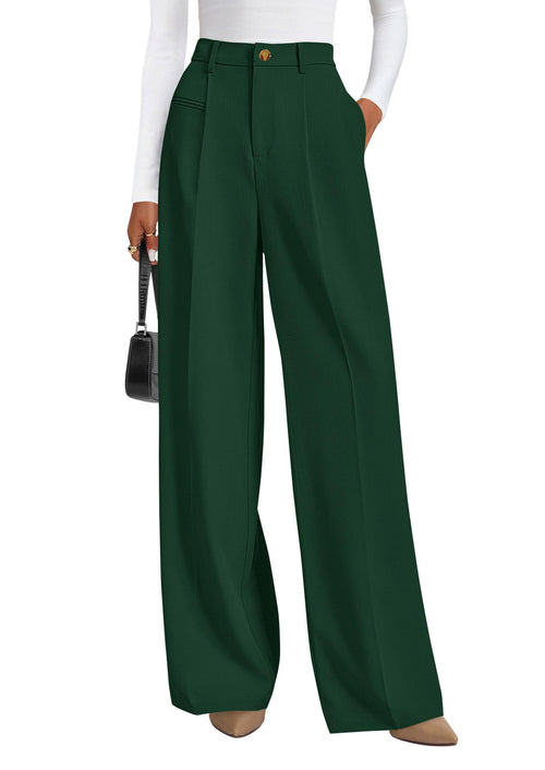 PRETTYGARDEN Women's Tailored Wide Leg Work Dress Pants - Sable & Red
