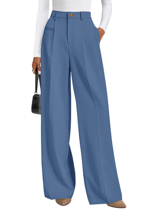 PRETTYGARDEN Women's Tailored Wide Leg Work Dress Pants - Sable & Red