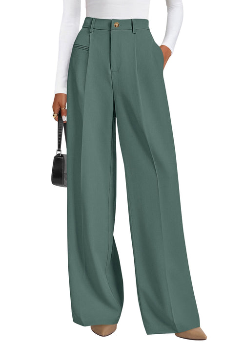 PRETTYGARDEN Women's Tailored Wide Leg Work Dress Pants - Sable & Red