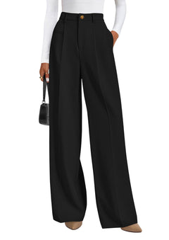 PRETTYGARDEN Women's Tailored Wide Leg Work Dress Pants - Sable & Red