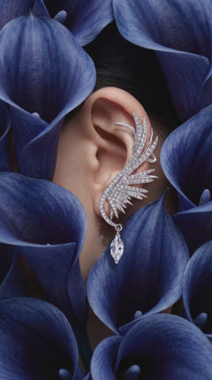 Crystal Angel Wing Ear Cuff Statement Earrings