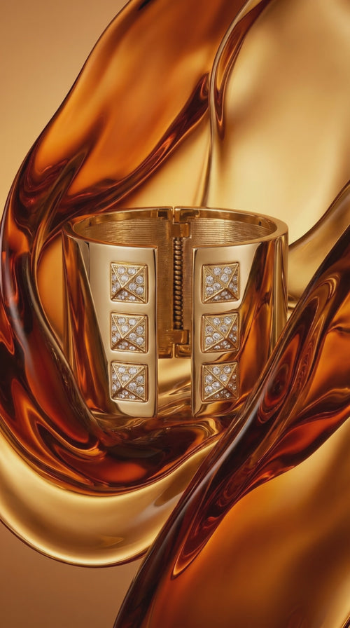 Victoria’s Secret Scandalous Crystal Pyramid Gold-tone Cuff Bracelet