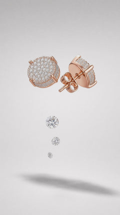 Rose Gold Pavé Cubic Zirconia Stud Earrings