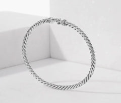 David Yurman Diamond Buckle Cable Bracelet 3mm Sterling Silver