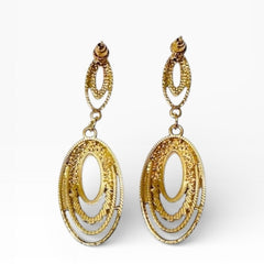 Purple Crystal Double Oval Drop Earrings – Multi Layer Tear Dangle - Sable & Red