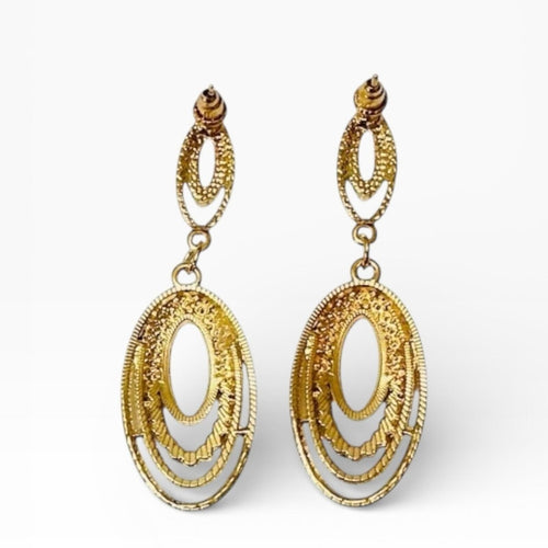Purple Crystal Double Oval Drop Earrings – Multi Layer Tear Dangle - Sable & Red
