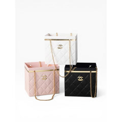 Quilted Box Mini Bag with Gold Hardware * Flower Bouquet Holder - Sable & Red