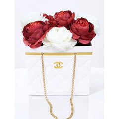 Quilted Box Mini Bag with Gold Hardware * Flower Bouquet Holder - Sable & Red