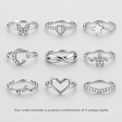 Random Silver Rings Mystery Boho Minimalist Jewelry • 3, 5, or 10 set - Sable & Red