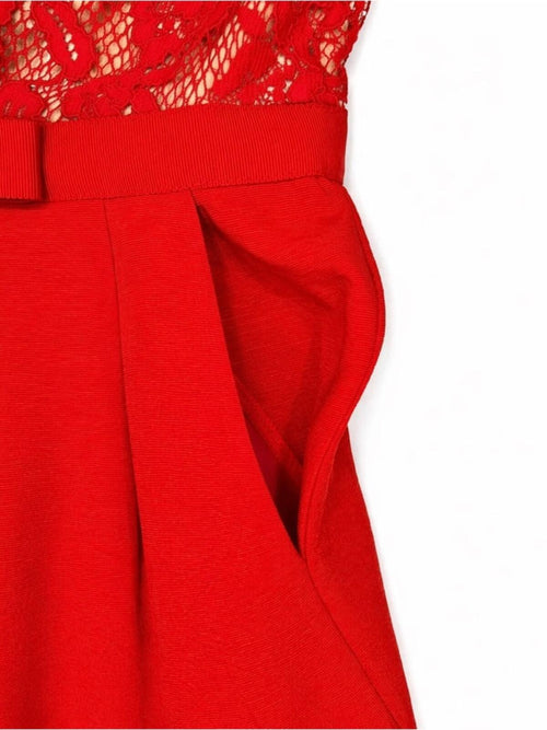 Renn Red Lace V-neck Romper Size 8 Elegant - Sable & Red