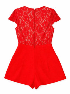 Renn Red Lace V-neck Romper Size 8 Elegant - Sable & Red