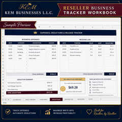 Reseller Business Tracker Workbook + Step-by-Step Instruction Guide | Digital Download - Sable & Red