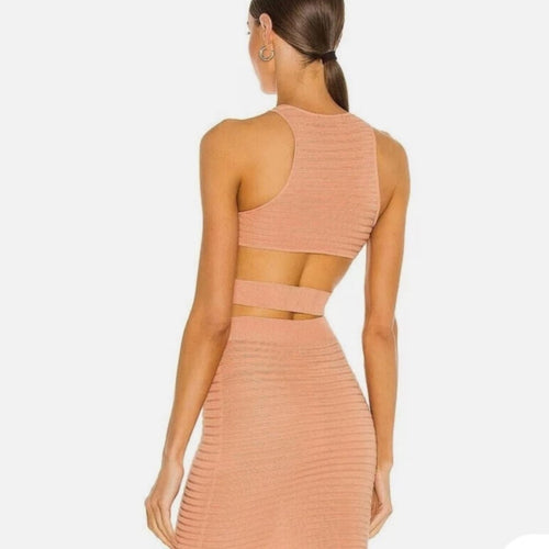 REVOLVE x Michael Costello Ambrose Blush Skirt & Cut Out Top Set - Sable & Red