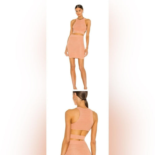 REVOLVE x Michael Costello Ambrose Blush Skirt & Cut Out Top Set - Sable & Red