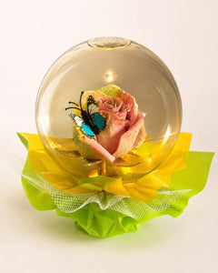 Rose & Butterfly Globe Romantic Keepsake Gift Decor - Sable & Red
