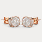 Rose Gold Pavé Cubic Zirconia Stud Earrings - Sable & Red