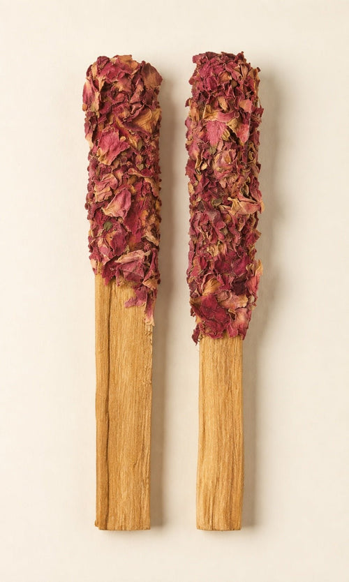 Rose & Peony Dipped Palo Santo Aromatic Sticks 2-Pack - Sable & Red