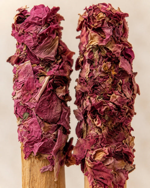 Rose & Peony Dipped Palo Santo Aromatic Sticks 2-Pack - Sable & Red