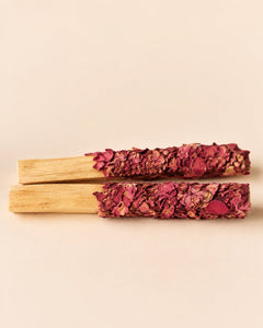 Rose & Peony Dipped Palo Santo Aromatic Sticks 2-Pack - Sable & Red