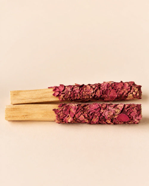 Rose & Peony Dipped Palo Santo Aromatic Sticks 2-Pack - Sable & Red