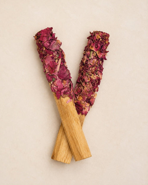 Rose & Peony Dipped Palo Santo Aromatic Sticks 2-Pack - Sable & Red