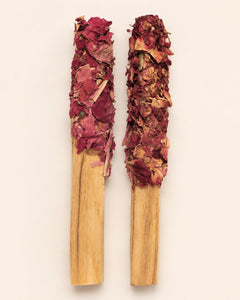 Rose & Peony Dipped Palo Santo Aromatic Sticks 2-Pack - Sable & Red