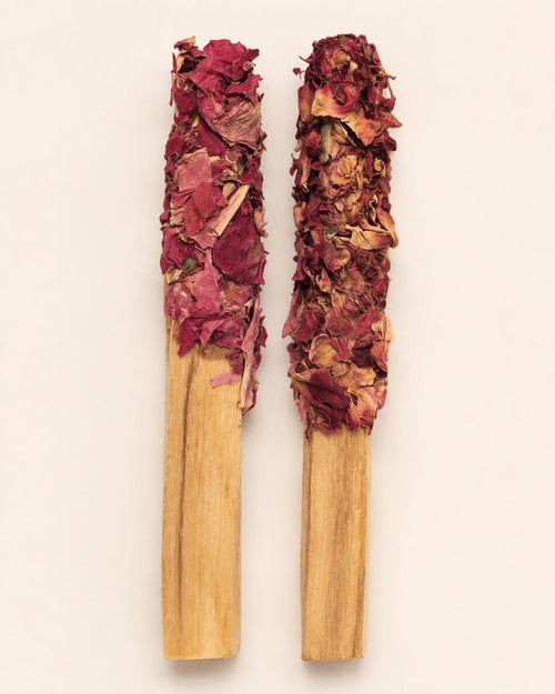 Rose & Peony Dipped Palo Santo Aromatic Sticks 2-Pack - Sable & Red