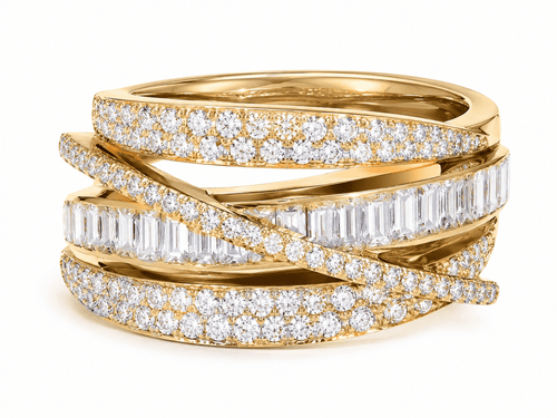 Sable & Red Gold Stacked Crossover Couture Crisscross Ring - Sable & Red