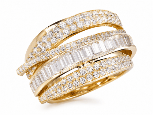 Sable & Red Gold Stacked Crossover Couture Crisscross Ring - Sable & Red
