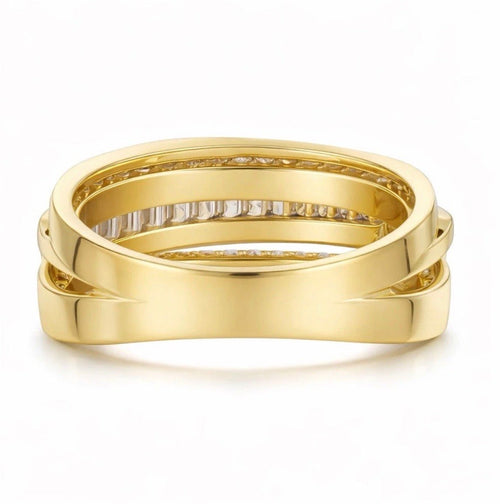 Sable & Red Gold Stacked Crossover Couture Crisscross Ring - Sable & Red