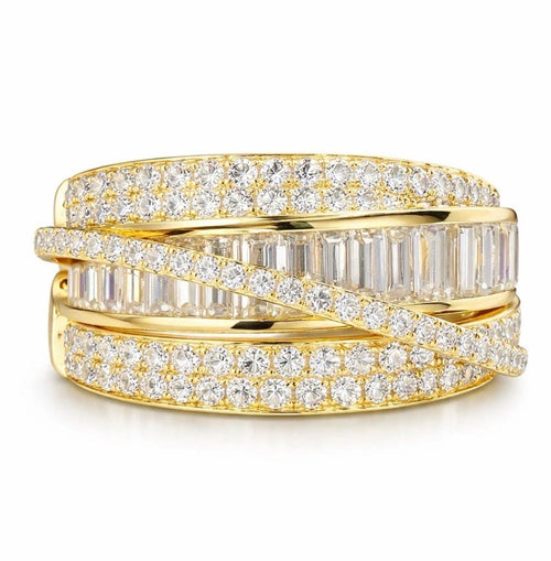 Sable & Red Gold Stacked Crossover Couture Crisscross Ring - Sable & Red