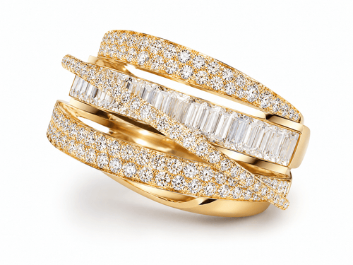Sable & Red Gold Stacked Crossover Couture Crisscross Ring - Sable & Red