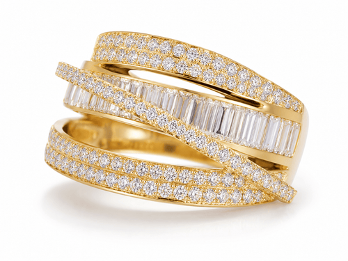Sable & Red Gold Stacked Crossover Couture Crisscross Ring - Sable & Red