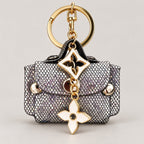 Sable & Red Holographic Mini Handbag Bag Charm Keychain Silver Gold Tone - Sable & Red