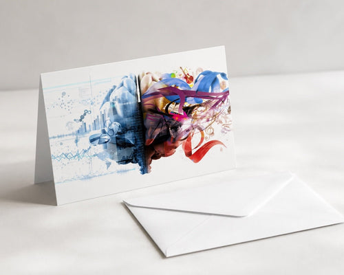 Sable & Red Left Brain Right Brain 5x7 Art Greeting Card - Sable & Red