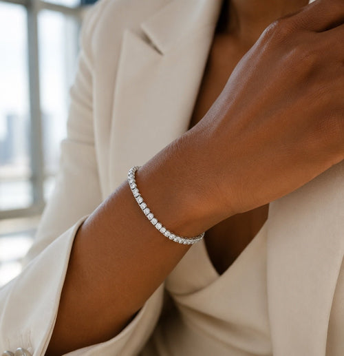 Sable & Red Round-Cut Crystal Classic Tennis Bracelet - Sable & Red