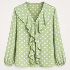 Sage Green Polka Dot Ruffle Blouse – Sable & Red Aveline - Sable & Red