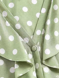 Sage Green Polka Dot Ruffle Blouse – Sable & Red Aveline - Sable & Red