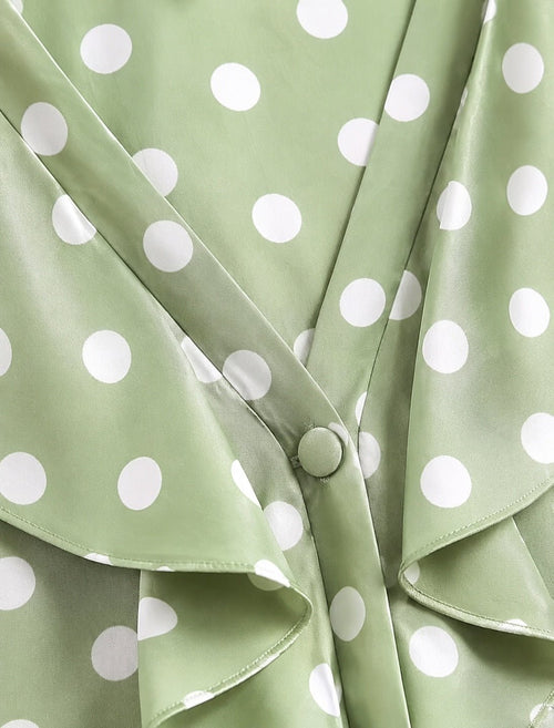 Sage Green Polka Dot Ruffle Blouse – Sable & Red Aveline - Sable & Red