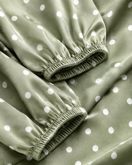Sage Green Polka Dot Ruffle Blouse – Sable & Red Aveline - Sable & Red