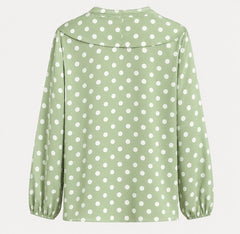 Sage Green Polka Dot Ruffle Blouse – Sable & Red Aveline - Sable & Red
