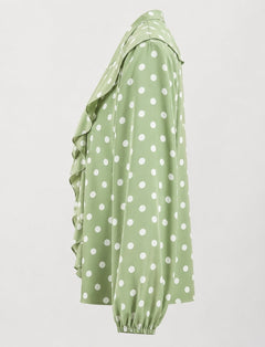 Sage Green Polka Dot Ruffle Blouse – Sable & Red Aveline - Sable & Red