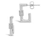 SHINE by Sterling Forever Square CZ Carabiner Clip Huggie Hoop Earrings - Sable & Red