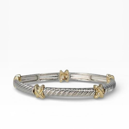 Silver and Gold Bracelet - Sable & Red