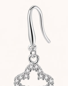 Silver Cubic Zirconia Clover Earrings CZ | Mini Drop Dangle - Sable & Red