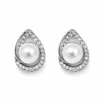 Silver Pearl Teardrop Rhinestone Clip-On Earring NEW - Sable & Red