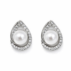 Silver Pearl Teardrop Rhinestone Clip-On Earring NEW - Sable & Red