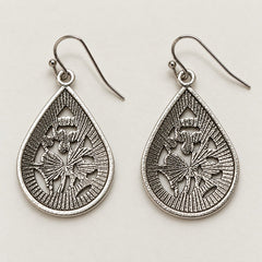 Silver-Tone Filigree Teardrop Earrings – The Isadora - Sable & Red