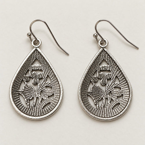 Silver-Tone Filigree Teardrop Earrings – The Isadora - Sable & Red